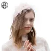 Breite Krempelnhüte Bucket Hats fs Fascinatoren schwarz mit Schleier weiße Hochzeit Hats Mesh Gaze Patchwork Frauen Pillbox Hat Party formelle Cocktailkirche für Damen Y240426