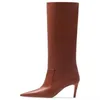 Boots Fashion Pointed Toe Knee High Women Super Heels Botines Patent Thin Botas Largas De Mujer Plus Size Shoes
