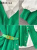 Frauenblusen Lose weißes Hemd Langarm Top Gürtel Schlitz Strickweste koreanische Mode zweiteilige Set für Frauen Bluse 2024 Frühling
