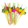 Disposable Cups Straws Hawaiian Drinking Honeycomb Tropical Fruit Cold Drinks Drink Plastic Beverage