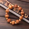 Link armbanden perzik hout lotus bloem armband boeddha kralen sieraden gesneden gereedschap Chinese stijl klassieke geschenken paar