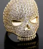 Iced Out Skull Ring Mens Silver Gold Ring High Quality Full Diamond Hip Hop Rings Jewelry3138474