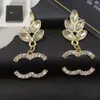 Toppstilar Designer örhängen Crystal Letter Pearl Eartrop Brand Earring 925 Silver Crystal Earring Men Womens Wedding Jewelry Birthday Present With Box