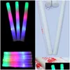 Décoration de fête 12/15/30 / 60pcs Cheer Tube Stick Glow Sticks Light Dark For Bk Colorf Wedding Foam RGB LED Drop Livrot DHDE5