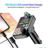 Bluetooth Car Kit New 5.0 Fm Transmitter Dual Usb Charger Pd Type-C Fast Charging Wireless Hands Call O Receiver Mp3 Player Drop Deliv Ot0X9