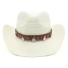 Spring/Summer Womens Straight Hat Vintage Lace Sunbathing Western Cowboy Hat Suitable for Mens Outdoor Leisure Travel 240428