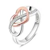 Bandringen Actual 925 Sterlsilver Infinite Hollow Heart Buckle Double Patroon dames congres sieraden geschenk J240429