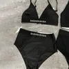 Brev kvinnor strand bh bror svart designer sportiga underkläder bikinis sommar sexig delad vadderad baddräkt dam baddräkter