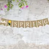 Feestdecoratie hallo lente letters bunting banner decoratieve jute benodigdheden voor festival feestviering