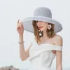 Breda brim hattar retro runda topp stor strå hatt grossist damer sol rese semester visir vintage kvinnor strand svartvitt