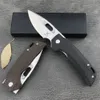 HUAAO GC002 Outdoor Folding Knife 8Cr13Mov Drop Point Blade Black/Brown Flax Handle High Hardness Multi-functional Tactical Rescue Tool GC003