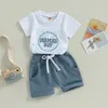 Ensemble de vêtements pour bébés garçons Summer 2 pièces T-shirts à manches courtes et à manches courtes et à manches élastiques SETRS HEM ROLLED