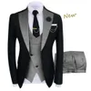 Kostuum homme kleding luxe feest podium heren pak bruidegomsmannen regelmatig fit tuxedo 3 peice set jackant -evelers vest 240430