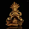 Dekorativa figurer 4 "Tibetansk tempelkollektion gammal lila brons förgylld nagarjuna orm mor fem cobra dyrkan buddha stadshus exorcism