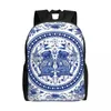 Sac à dos ludique Ménagerie bleu et blanc chinoiseire motif de voyage ordinateur portable bookbag porcelain collège daypack étudiant sac à dos