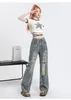 Jeans pour femmes vêtements pour femmes American Retro Style Highwaist Streetwear lavé Ripped Spring Summer Spice Girl Girl Pantal