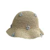 夏の太陽の帽子レディースストロークロシュバケツ帽子レディングフォールドパナマハットUVサンハットボヘミアンフラワーフィッシングハットバケーションビーチハット240428