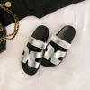 Designer Sandal Platform Slides Summer Flat Bottom Cool Dragons Leather Thick Sole Wearing Block Color Second Uncle Beach Shoes Women Chlooe