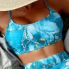 Swimwear féminin 2024 Nouveau motif en marbre multi-couleurs Tie à la taille sexy et à la taille haute