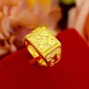 Anelli di banda Pulse umana Au750 MENS 999 True Gold Ring 24k Agate Pixiu God Of Wealth Regolable Inlaiid Jade Anilo Hobre Q240429