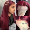 Synthetic Wigs New 613 Blue/Pink/Purple/Yellow/Red Colorf Brazilian Straight Lace Front Wig Pre Plucked Frontal Hair For Women Drop De Dham2