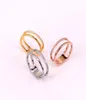 Couple diamant à double couche creux anneaux de la mode coréenne en acier en acier rose rose gold index du doigt8601337