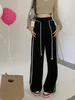 Frauenhose Zoki Oversize 4xl gestreiftes Weitbein Frauen Amerikanische Retro -Freizeithosen Frühling Mode High -Taille -Studenten Jogginghosen