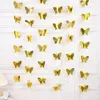 Party Decoration 3D Butterfly Paper Banner Gold Silver Hanging Garland Streamers Decorations For Home Wedding Birthday Diy Decor