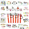 Drinking Straws Custom Bad Bunny Etc Pattern Soft Sile St Toppers Accessories Er Charms Reusable Splash Proof Dust Plug Decorative 8Mm Otmyo