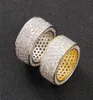 Hip Hop Men Women Ring Yellow White Gold Compated Bling 5Rows CZ Ring For Party Wedding Sieraden Gift7487450