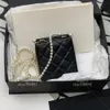 Pearl crossbody bag 10A Top quality designer bag 12cm genuine leather shoulder bag evening bag With box C421