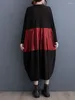 Sukienki swobodne Xitao vintage sukienka moda asymetryczny kontrast kolorowy nadruk Kobieta z długim rękawem 2024 Spring DMJ3102