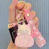 Keychains lanyards schattige kattenkippenbroodjes sleutelhanger kawaii kitty cake poppen schooltas accessoires sleutelhanger cartoon hanger sleutelhang ketting paar sieraden cadeau q240429