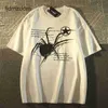 American Retro Street Spider Graphic T-shirt for Men and Women Summer Loose Fitting College Style Couple Short Sleeved Top Y2k 240113