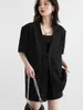 Tracksuits pour femmes Chic Ven Femmes Blazer Black Solid Solid Sleeve Chinois Frog Ladies Suit Elastic High Waited Shorts Set Summer 2024