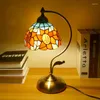 Tischlampen Dlmh Tiffany Lampe American Retro Wohnzimmer Schlafzimmer luxuriöser Villa El Buntglas Schreibtisch