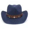 Spring/Summer Womens Straight Hat Vintage Lace Sunbathing Western Cowboy Hat Suitable for Mens Outdoor Leisure Travel 240428