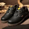 Casual Shoes Brown Men Genuine Leather Brand Low Top Boots For Work Safety Couple Tooling Motorcycle