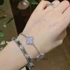 デザイナーオリジナル1to1 vancllf luxury Jewelry Highバージョンvゴールド4リーフクローバーカレイドスコープブレスレットホワイトワイドフルスカイスターダイヤモンドインレイド女性