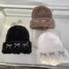 Basker koreansk version ins bow plysch hatt kvinnors höst och vinter förtjockad varma mjuka stickade söta skalle beanie hattar