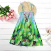 Robes de fille Summer Filles Robe Floral Sling Ruffles Bohemian Beach Princess Robes For Girl Clothing 2 6 8 12 ans avec Collier Collier