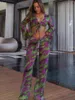 Dames badmode sexy bloemen gedrukt zwempak voor dames spaghetti riem verbanden gewaad 2024 mode broek bikini drie stukken strandkleding