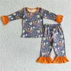 Kleding sets groothandel babymeisjes korte mouwen westelijke peuter set koe bloemen shirts tee baby kids cactus broek pyjama's kinderen outfit