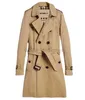 Men's Trench Coats Designer Sanderson edition mens mid length trench coat Long Trench Coat Loose Jacket Windproof Overcoat