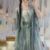Этническая одежда ханфу платье Женская китайская песня династия современный стиль ханфу женский хэллоуин косплей костюм летний зеленый ханфу наборы плюс размер XL