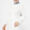 Abbigliamento etnico abiti africani solidi per donne modeste maniche lunghe veste rotonde maxi vestidos abaya dubai abito di self cintura femmina musulmana