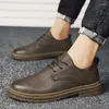 Chaussures décontractées Fashion Cuir Mens Business Business Handmade Lace-Up Brand Classic Men Shoe Shoe Flats Moccasins