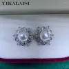 Stud-oorbellen Yikalaisi sieraden voor vrouwen 6-7 mm Oblate Natural Freshwater Pearl 2024 Groothandel