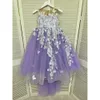 Lilac Girl Flower Peach Dress Vestido Ivory Tulle Lace Ballgwn Primeira comunhão Vestido Little Kid Infant Criando Batenamento Batismo