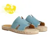Frauenschuhe Sommer Cool Slipper Designer Sandalen Strand fahren Rock -passende Schuhe Denim Open Toe Fashion Sandal Blue mit originaler Schuhkarton